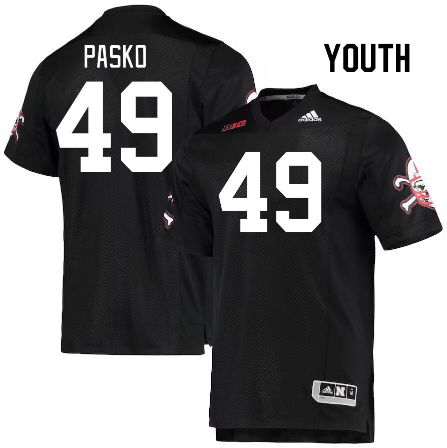Youth #49 Danny Pasko Nebraska Cornhuskers College Football Jerseys Stitched Sale-Black